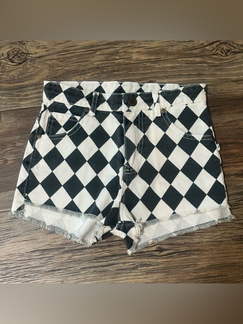 Maed for mini black and white shorts girls 7 years organic cotton NWOT